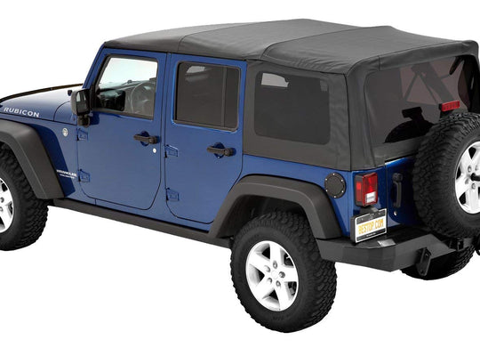 Bestop 54723-35 Supertop Soft Top With Tinted Windows Doors Not Included - Black Diamond 2007-2018 Jeep Wrangler JKU 4 Door