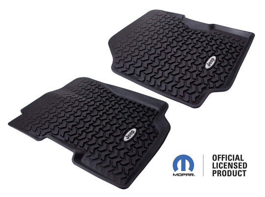 Rugged Ridge DMC-12920.22 All Terrain Floor Liners Front Pair Black With Jeep Logo 1976-1986 Jeep CJ7/CJ8 1987-1995 Wrangler YJ