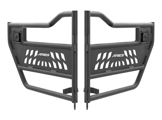 ARIES Tube Doors (Rear, Black Powder-Coated Aluminum, Pair)2018-2025 JLU and Gladiator