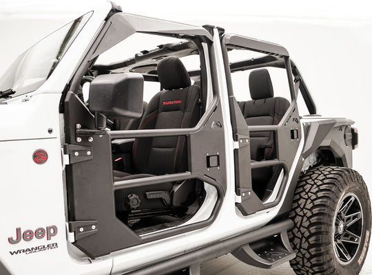 Fab Fours JL1031-1 Rear Full Tube Doors Matte Black 2018-Current Jeep Wrangler JLU 2020-Current Gladiator JT