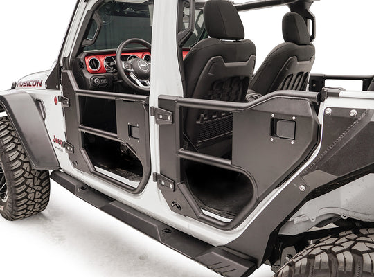 Fab Fours Front Half Tube Doors Matte Black 2018-Current JL/JLU 2020-Current Gladiator JT