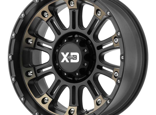 KMC XD829 Hoss II Series Wheel 17" x 9" 5 x 5" Satin Black/ Machined w/ Dark Tint Clear Coat 4.53" BS