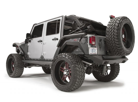 Fab Fours JK1005-1 Rear Fender Flares Steel Matte Black Pair 2007-2018 Jeep Wrangler JKU 4 Door Only