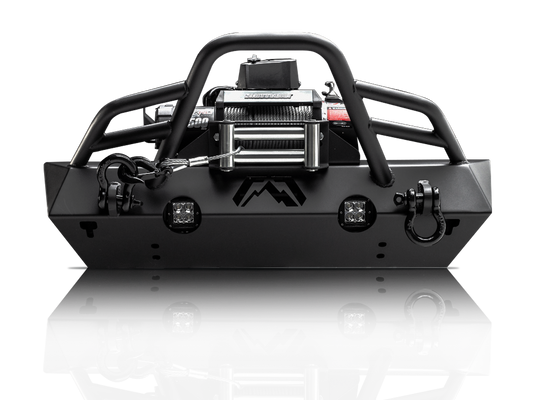 Fab Fours JK07-B1854-1 Hardcore Stubby Winch Bumper With Guard Matte Black 2007-2018 Jeep Wrangler JK/JKU