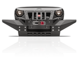 Fab Fours Front Full Width Grumper Winch Bumper w/ Integrated Skid Plate Matte Black 2007-2018 Wrangler JK/JKU