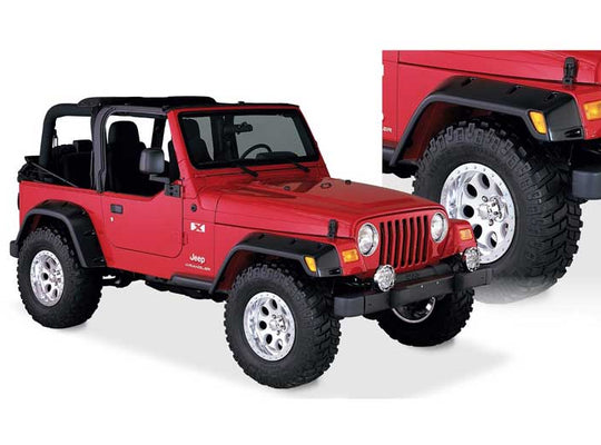 Bushwacker 10908-07 6" Pocket Style Fender Flares 4 Piece Set Matte Black 1997-2006 Jeep Wrangler TJ/LJ