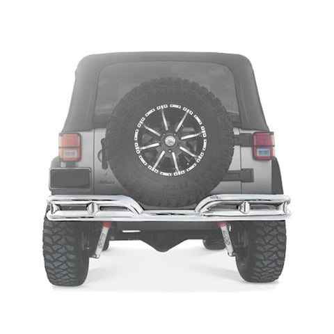 Rugged Ridge Rear Double Tubular Bumper With Filler Plate - Stainless Steel