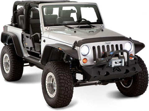 Bushwacker Flat Style Fender Flares 4 Piece Set OE Matte Black 2007-2018 Wrangler JK 2 Door
