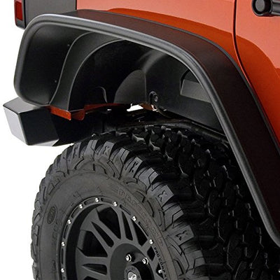 Bushwacker 10923-07 Flat Style Fender Flares 4 Piece Set Matte Black 2018-Current Jeep Wrangler JL/JLU