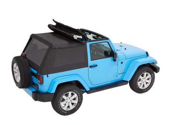 Bestop 56852-17 Trektop Soft Top With Tinted Side & Rear Windows No Doors Black Twill 2007-2018 Jeep Wrangler JK 2 Door