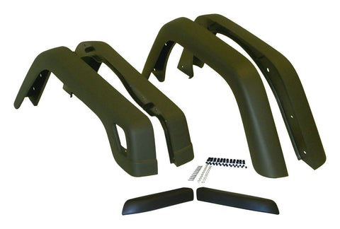 Crown 4" Fender Flare Kit w/ Extensions 6pcs Black 1997-2006 Wrangler TJ/LJ