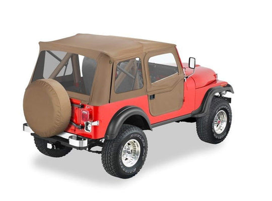 Bestop 51595-04 Supertop Soft Top With Clear Windows Full 2-Piece Soft Doors Complete Soft Top Tan 1951-1962 Jeep M38A1 1955-1975 Jeep CJ5