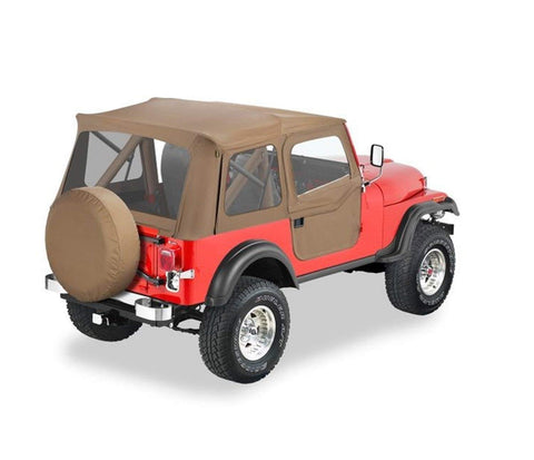 Bestop Supertop Soft Top w/ Clear Windows Full 2-Piece Soft Doors Complete Soft Top Tan 1951-1962 Jeep M38A1 1955-1975 Jeep CJ5