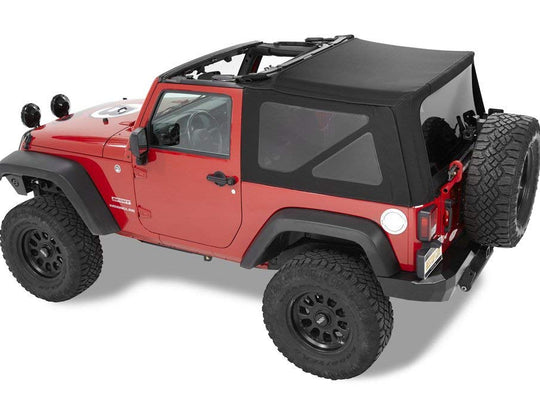 Bestop 54822-17-Supertop Soft Top With Tinted Rear & Side Windows No Doors Black Twill 2007-2018 Jeep Wrangler JK 2 Door
