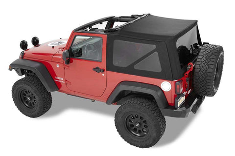 Bestop Supertop Soft Top w/ Tinted Rear & Side Windows No Doors Black Twill 2007-2018 Wrangler JK 2 Door