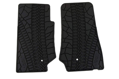 Mopar Front Slush Floor Mats with Jeep Logo Dark Slate Gray Set of 2  2007-2013 Jeep Wrangler JK 2-Door 82210164AC