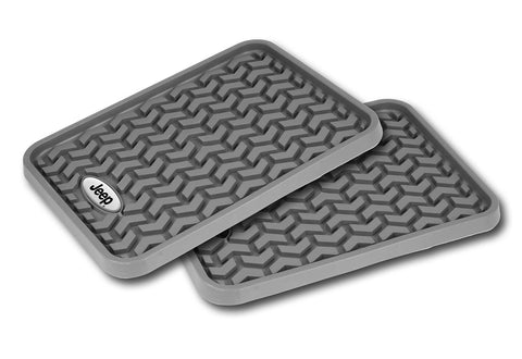 Rugged Ridge Rear Floor Liner with Jeep Logo, Gray - Pair