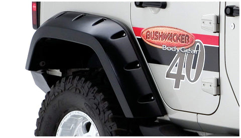 Bushwacker Rear Extended Coverage Pocket Style Fender Flares, Black - Pair