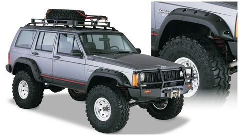 Bushwacker 5 " Cut Out Style Fender Flares 4 Piece Set Matte Black  1984-2001 Cherokee XJ 4 Door