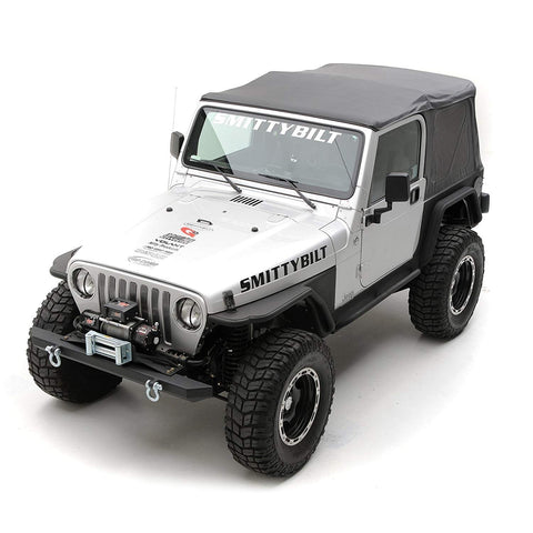 Smittybilt Replacement Soft Top w/ Upper Doors & Tinted Side & Rear Windows - Black Diamond