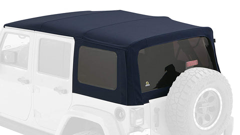 Bestop Twill Supertop NX Soft Top w/ Tinted Rear & Side Windows, No Doors, Complete Soft Top - Blue Twill