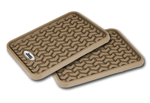 Rugged Ridge Rear All Terrain Floor Liner with Jeep Logo, Tan - Pair