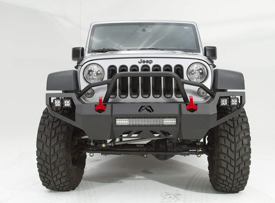 Fab Fours JK07-D1852-1 Vengeance Front Bumper With Pre-Runner Guard Steel Matte Black 2007-2018 Jeep Wrangler JK/JKU