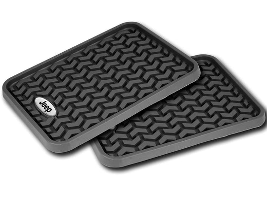 Rugged Ridge Rear Floor Liner, Black, Jeep Logo - Pair