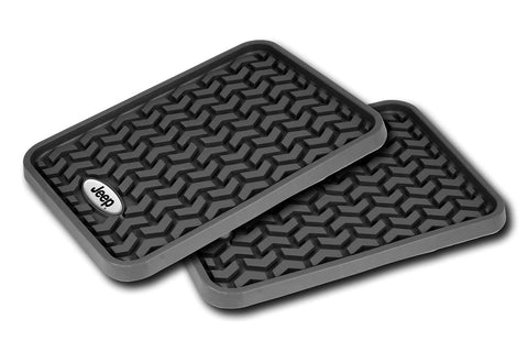 Rugged Ridge Rear Floor Liner, Black, Jeep Logo - Pair