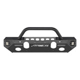 Aries Automotive TrailChaser Front Bumper w/ Round Center Brush Guard & LED Corners, Steel - Textured Black