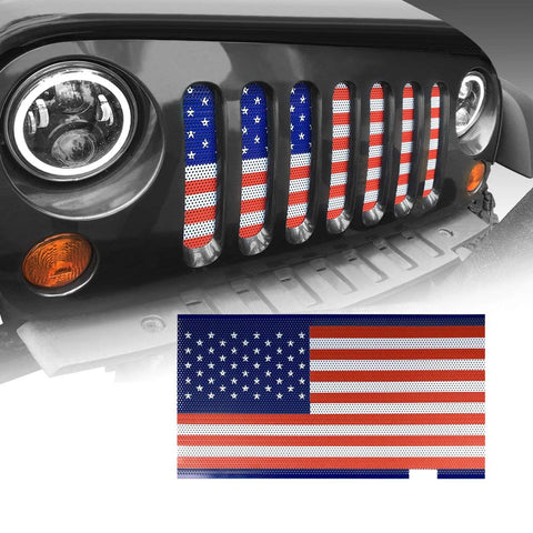 allinoneparts American USA Flag Steel Mesh Grille Grid Inserts for Jeep Wrangler Accessories JK JKU 2007-2018