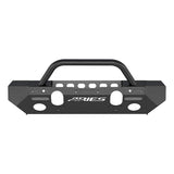 Aries Automotive TrailChaser Front Bumper w/ Round Center Brush Guard & Corner End Caps, Aluminum - Textured Black