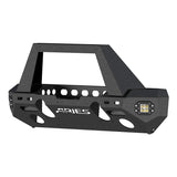 Aries Automotive TrailChaser Front Bumper w/ Angular Brush Guard & LED Corners, Aluminum - Textured Black