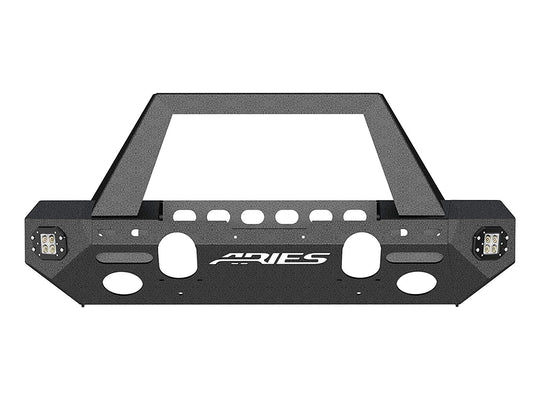 Aries Automotive TrailChaser Front Bumper w/ Angular Brush Guard & LED Corners, Aluminum - Textured Black