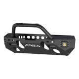 Aries Automotive TrailChaser Front Bumper w/ Round Center Brush Guard & LED Corners, Aluminum - Textured Black