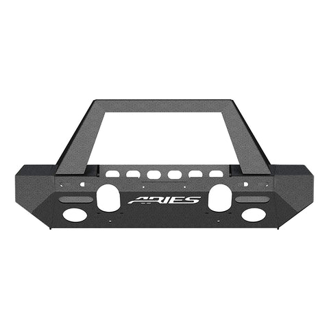 Aries Automotive TrailChaser Front Bumper w/ Angular Brush Guard & Corner End Caps, Aluminum - Textured Black