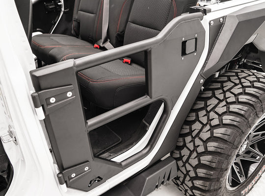 Fab Fours JL1033-1  Rear Half Tube Doors Matte Black 2018-Current Jeep Wrangler JLU 2020-Current Gladiator JT