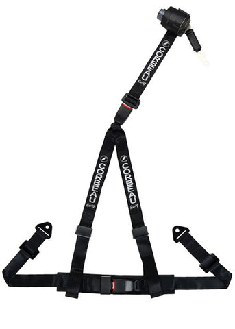 CORBEAU 3-POINT RETRACTABLE HARNESS BELT BLACK 2 Inch