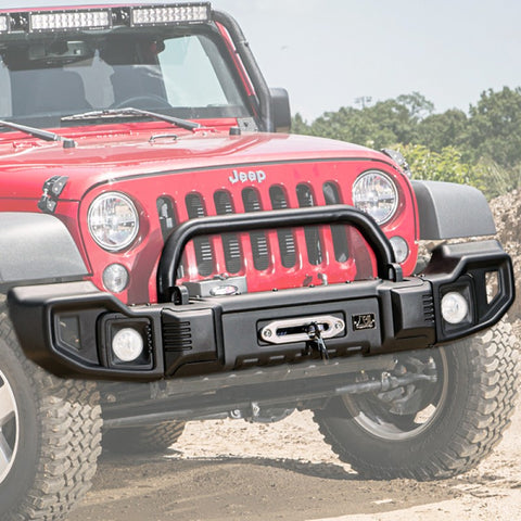 Rugged Ridge Spartacus Front Bumper w/ Overrider Bar (No Winch Plate) - Black Powder Coat