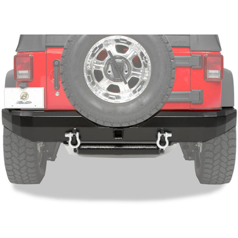 Bestop HighRock 4x4 Rear Bumper w/ Class 2.5" Hitch & Departure Roller Mount - Black Metal