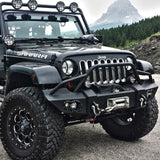 Fab Fours Lifestyle Front Winch Bumper w/ Grill Guard & 1" D-Ring Mounts - Matte Black Powder Coat