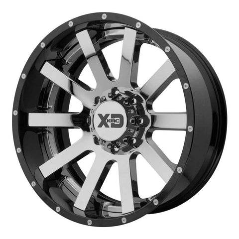 KMC XD200 Heist Series Wheel, 20" x 12" - Chrome Center w/Gloss Black Milled Lip