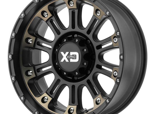 KMC XD829 Hoss II Series Wheel, 17" x 9" - Satin Black Machined w/ Dark Tint Clear Coat