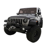 Rampage Rock Rage Front Bumper w/ Bull Bar, Shackle Mounts, Light Tabs & Integrated Winch Plate Steel - Black