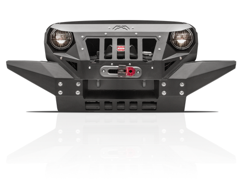 Fab Fours Front Full Width Grumper Winch Bumper w/ Integrated Skid Plate - Textured Black